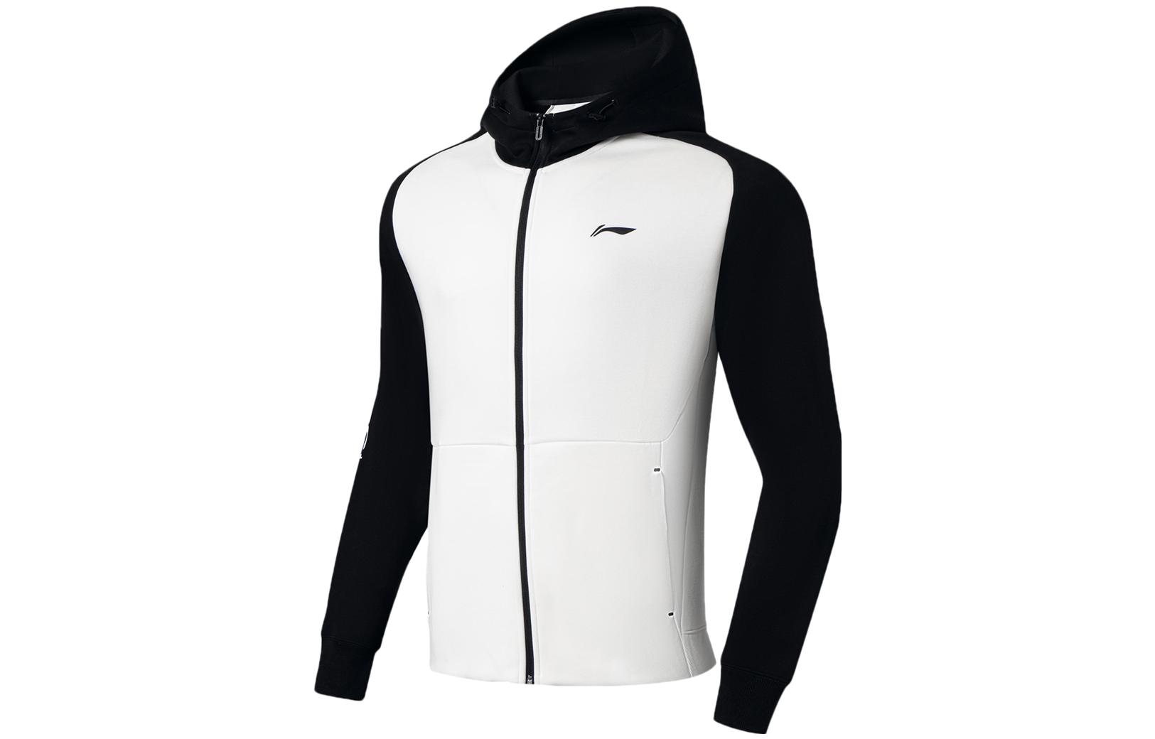 Li-Ning Training Series Colorblock Logo Zipper Hoodie Cream White AWDSF93-1