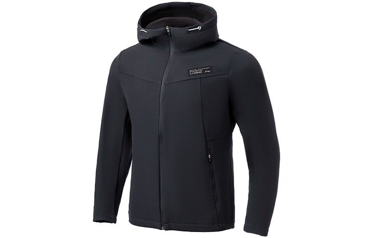 Li-Ning Training Series Fleece-Lined Logo Hoodie Jacket Black Winter Edition AFDR513-1