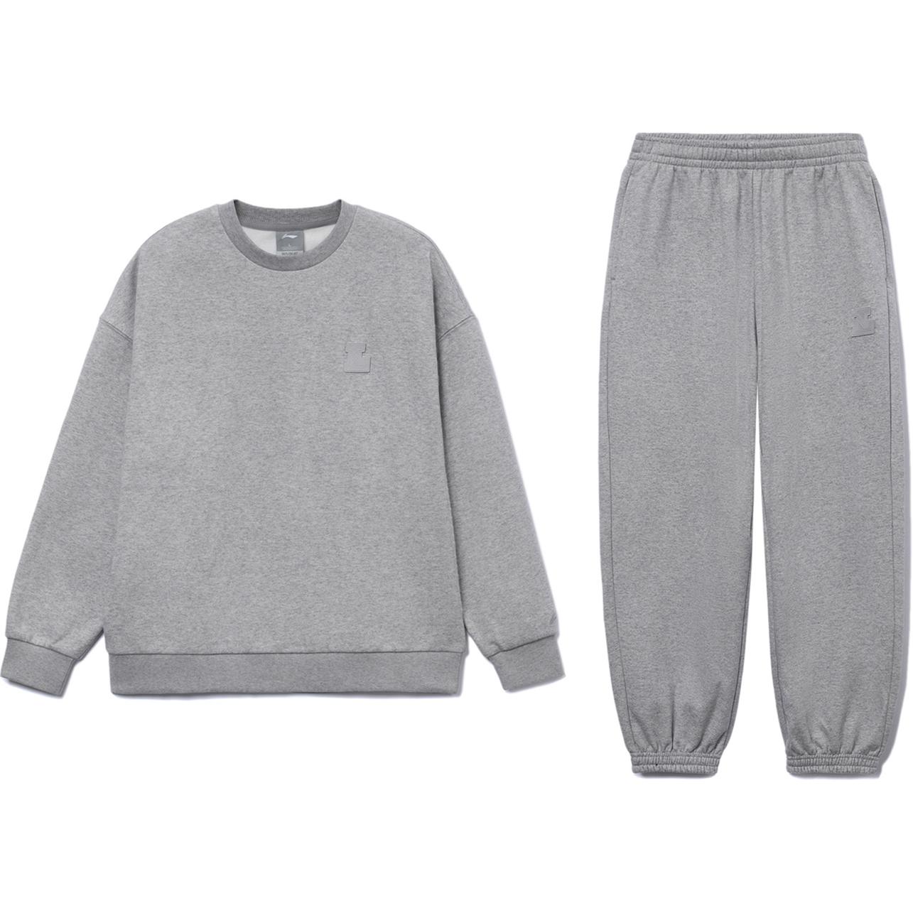 Li-Ning Training Series Fleece Sweatshirt & Joggers Set Unisex Grey Mix AWER020-6