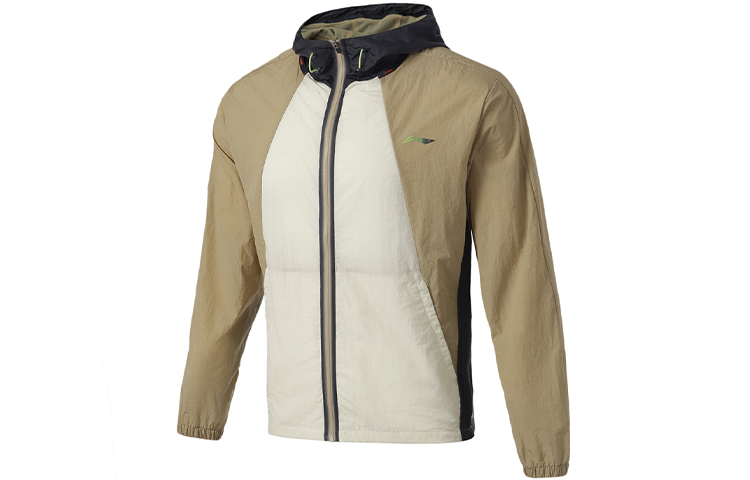 Li-Ning Training Series Graphic Colorblock Hoodie Jacket Men’s Pepper Brown/Cloud White AFDR119-2