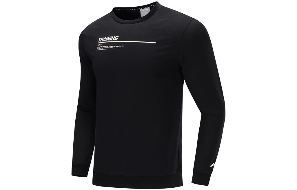 Li-Ning Training Series Letter Logo Crewneck Pullover Sweatshirt Black (Men) AWDP427-2