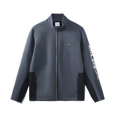 Li-Ning Training Series Letter Logo Printed Stand Collar Jacket Grey Male AWDR313-2