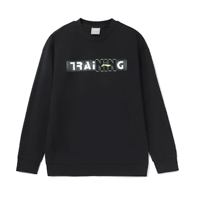 Li-Ning Training Series Letter Print Crewneck Sweatshirt Black AWDR463-1