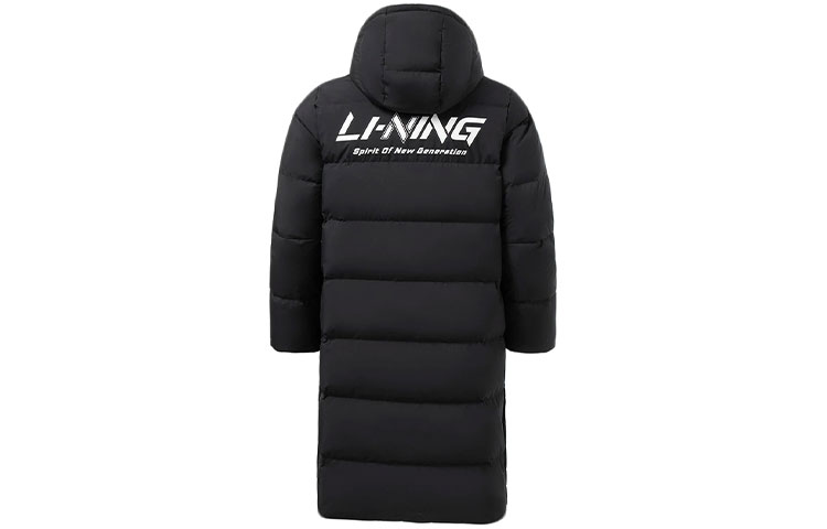 Li-Ning Training Series Logo Long Down Jacket Black Unisex Winter Outfit AYMS271-1