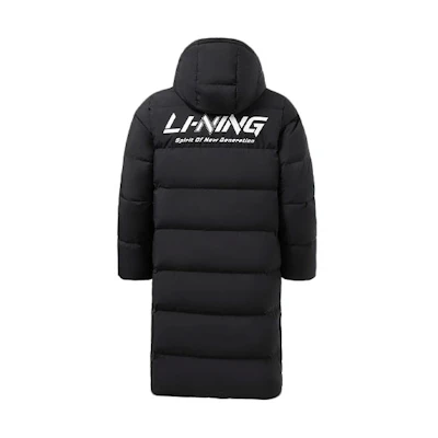 Li-Ning Training Series Logo Long Down Jacket Black Unisex Winter Outfit AYMS271-1