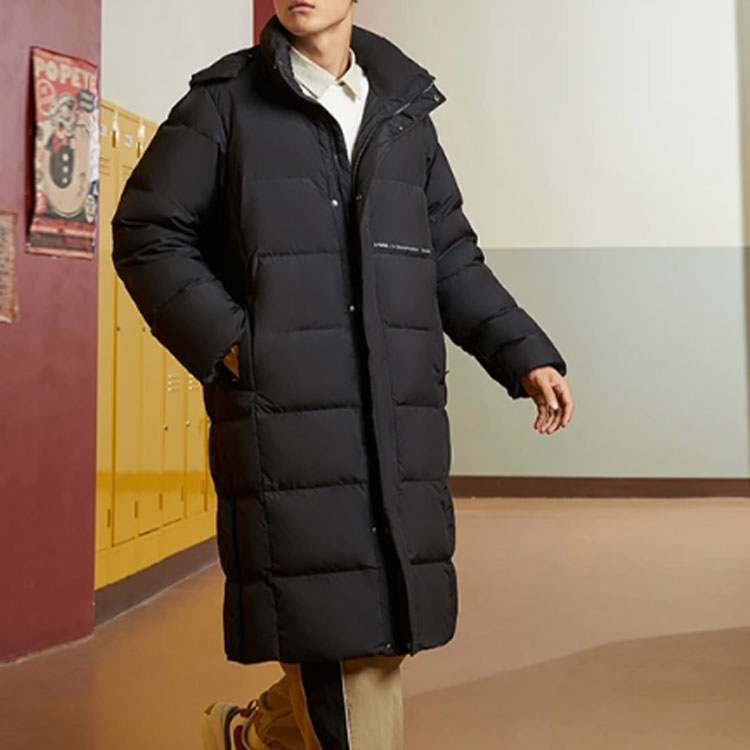 Purchase Li-Ning Training Series Logo Long Down Jacket Black Unisex Winter Outfit AYMS271-1