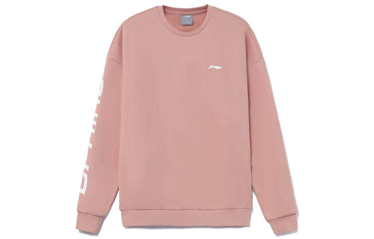 Li-Ning Training Series Logo Print Fleece Pullover Sweatshirt Orange Pink Unisex AWDRF44-4