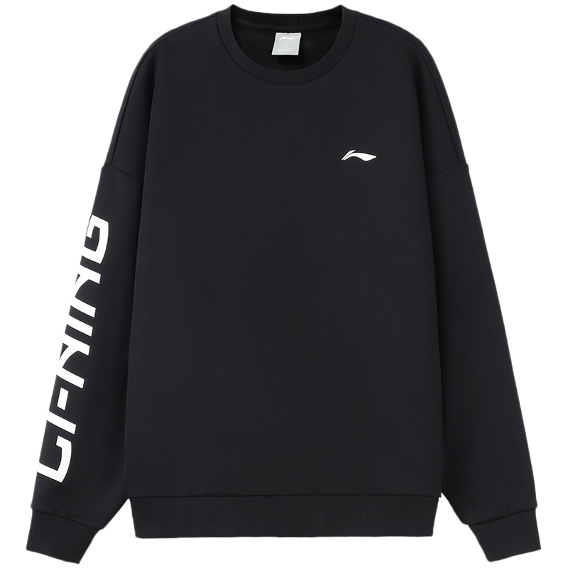Li-Ning Training Series Logo Print Fleece Pullover Unisex Sweatshirt Black AWDTC23-2