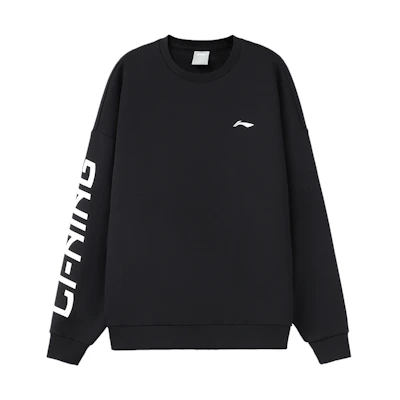 Li-Ning Training Series Logo Print Fleece Pullover Unisex Sweatshirt Black AWDTC23-2