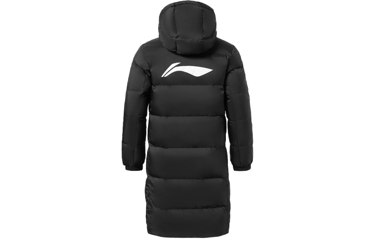 Li-Ning Training Series Logo Print Mid-Length Hooded Down Jacket Black Men Winter. AYMR149-1