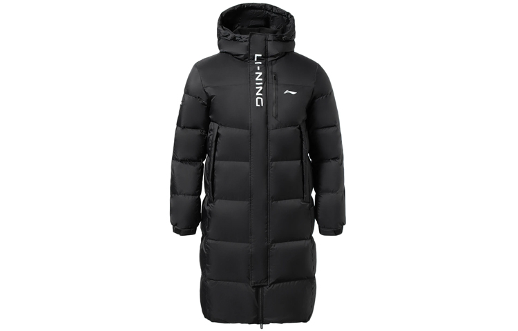 Lookbook 李宁训练系列中长款连帽羽绒服黑色男士冬季款 AYMR149-1