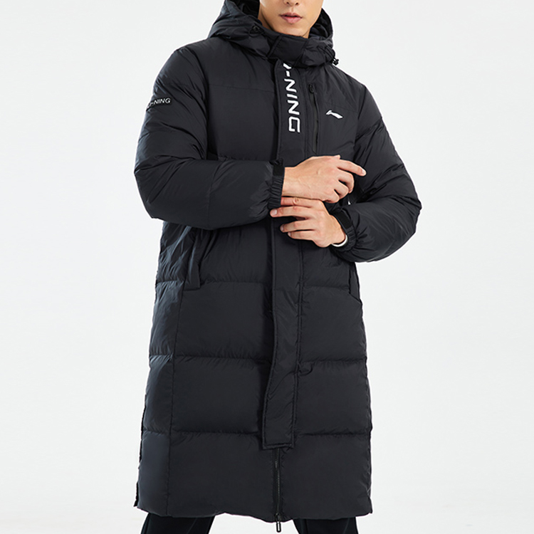 Purchase 李宁训练系列中长款连帽羽绒服黑色男士冬季款 AYMR149-1