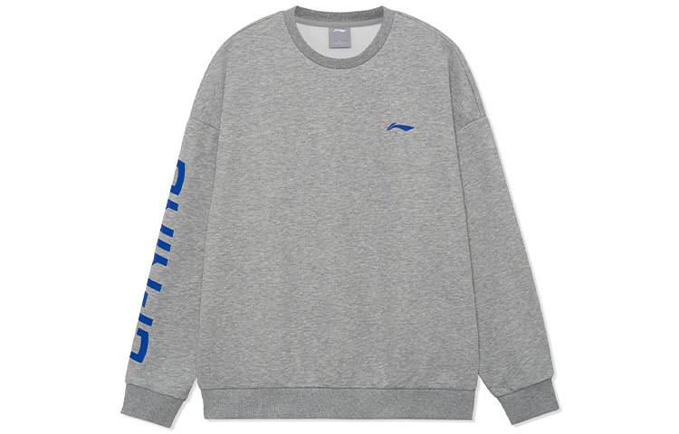Li-Ning Training Series Logo Printed Fleece Pullover Sweatshirt Unisex Grey AWDRF44-5