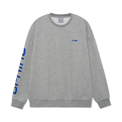 Li-Ning Training Series Logo Printed Fleece Pullover Sweatshirt Unisex Grey AWDRF44-5