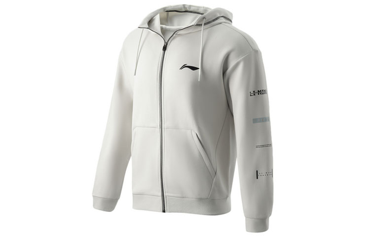 Li-Ning Training Series Printed Loose Fit Hoodie Jacket Men’s Light Stone Gray AWDR083-4