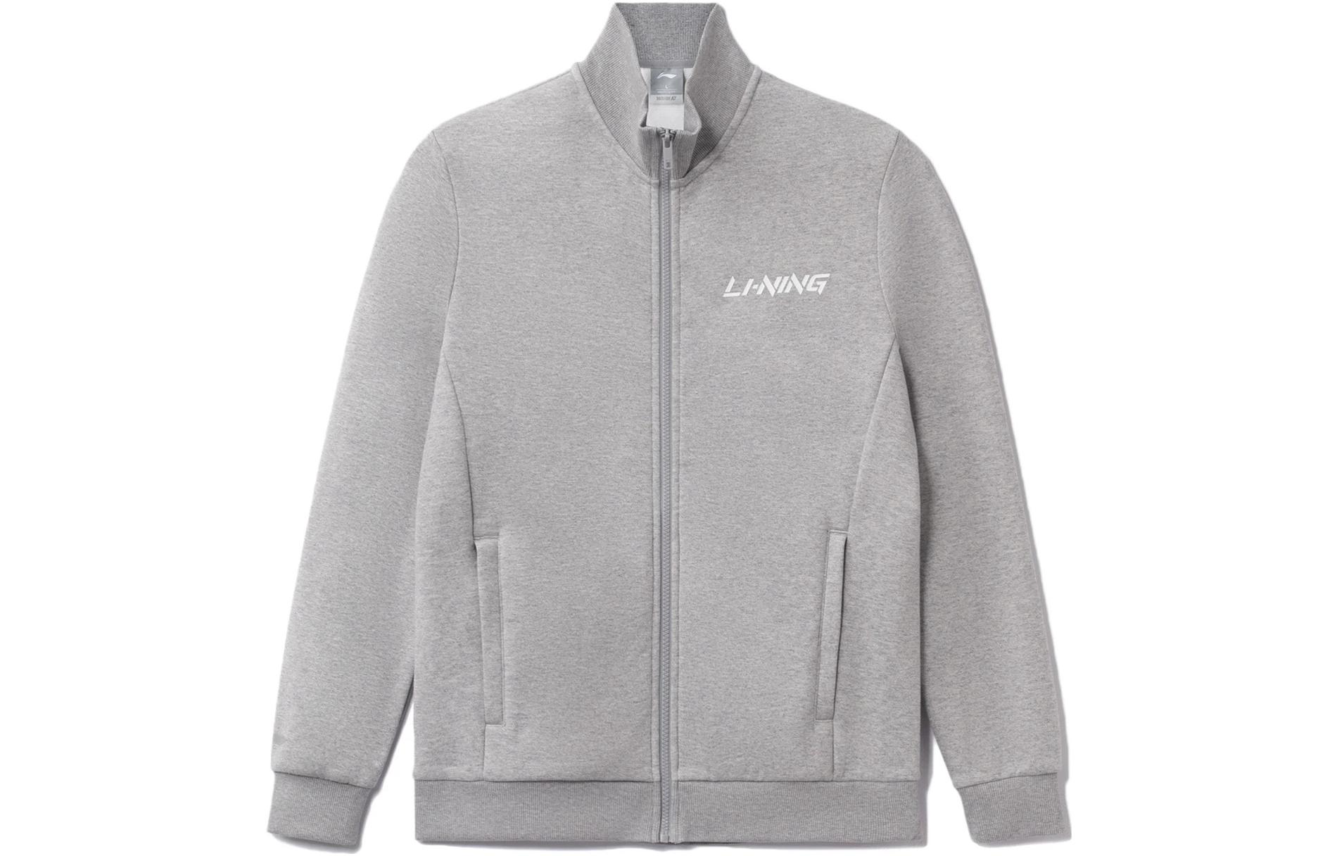 Li-Ning Training Series Solid Color Logo Zip-Up Jacket Gray () AWDRD41-2