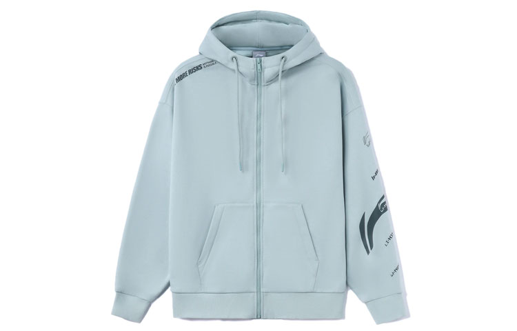Li-Ning Training Series Two-Tone Logo Hoodie Unisex Gray Mist Green AWDRD34-6