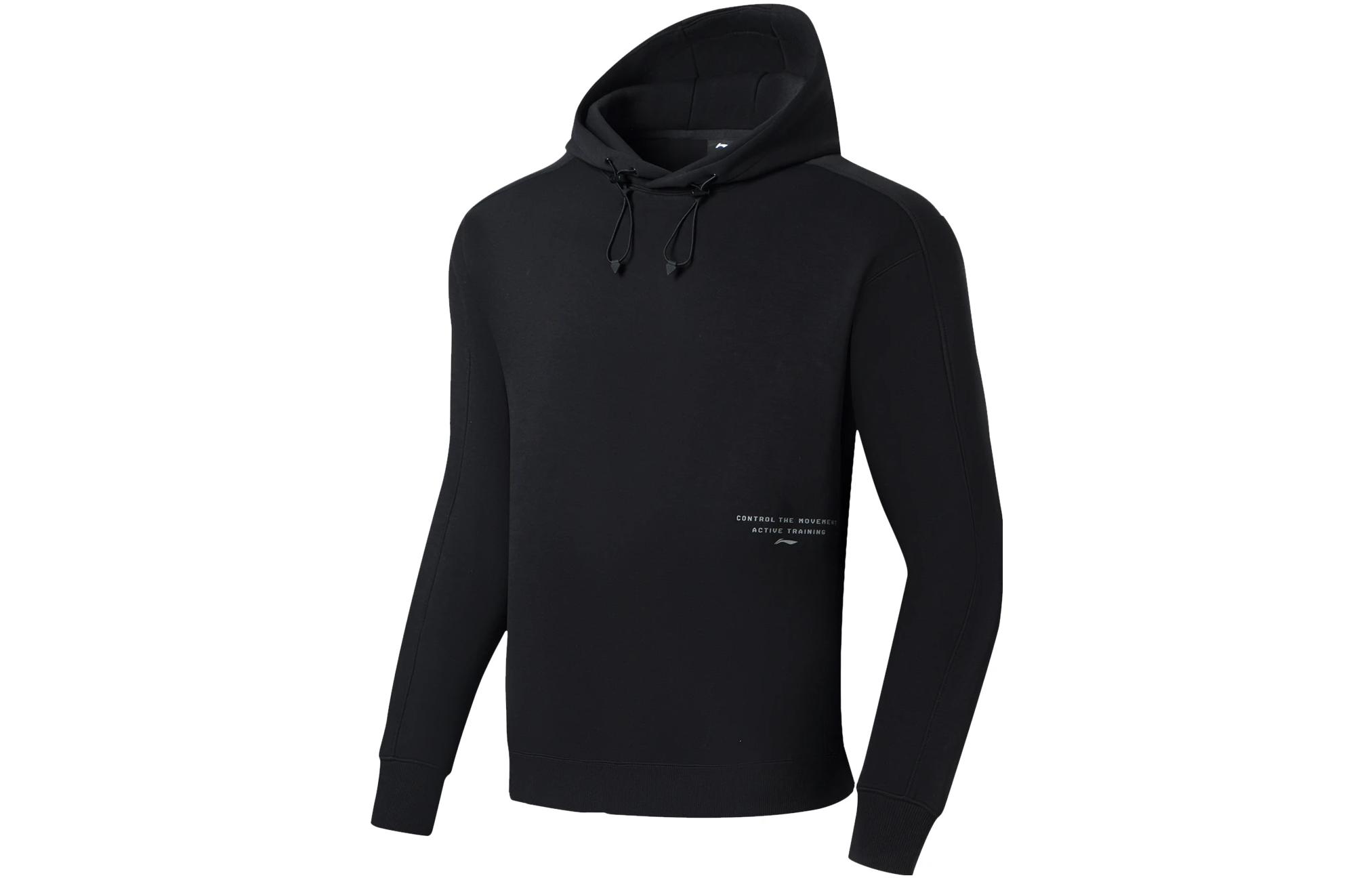 Li-Ning Training Series Unisex Black Antibacterial Hoodie with Letter Print AWDSF89-4