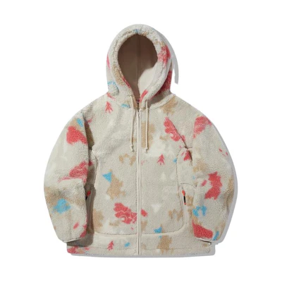 Li-Ning Trend Series Full-Print Fleece Hoodie Unisex Oatmeal Gray Jacquard AWDT697-4