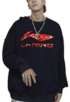 Li-Ning Unisex Black Crewneck Pullover Casual Loose Long-Sleeve Top AWDS471 Li-Ning Unisex Black Crewneck Pullover Casual Loose Long-Sleeve Top AWDS471
