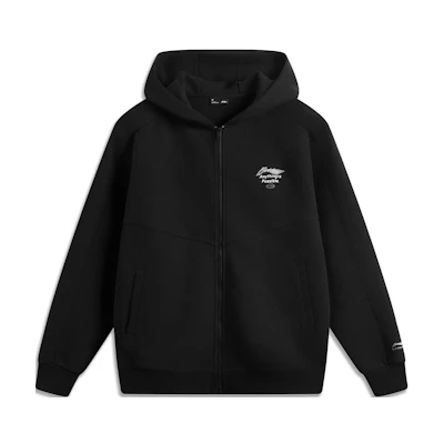 Li-Ning Unisex Black Hoodie - Casual, Fashionable, Oversized with Letter Design AWDU973-2