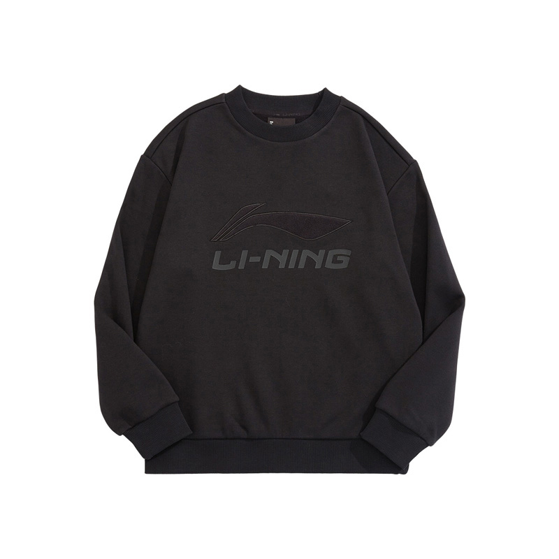 Li-Ning Unisex Black Logo Printed Pullover Sweatshirt YWDU463-3