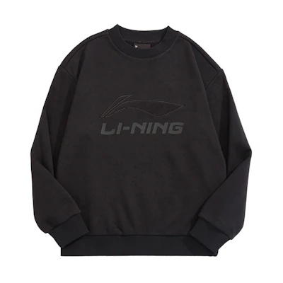 Li-Ning Unisex Black Logo Printed Pullover Sweatshirt YWDU463-3
