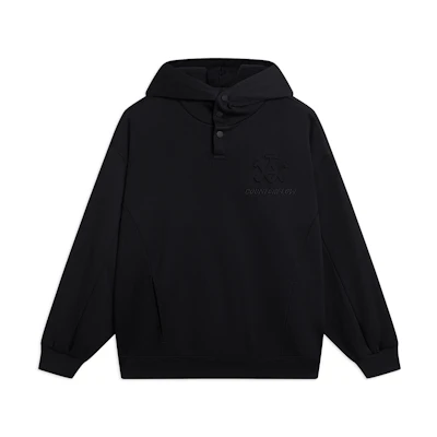 Li-Ning Unisex Black Pullover Sweatshirt - Solid Color Warm Casual Wear AWDSH29-1