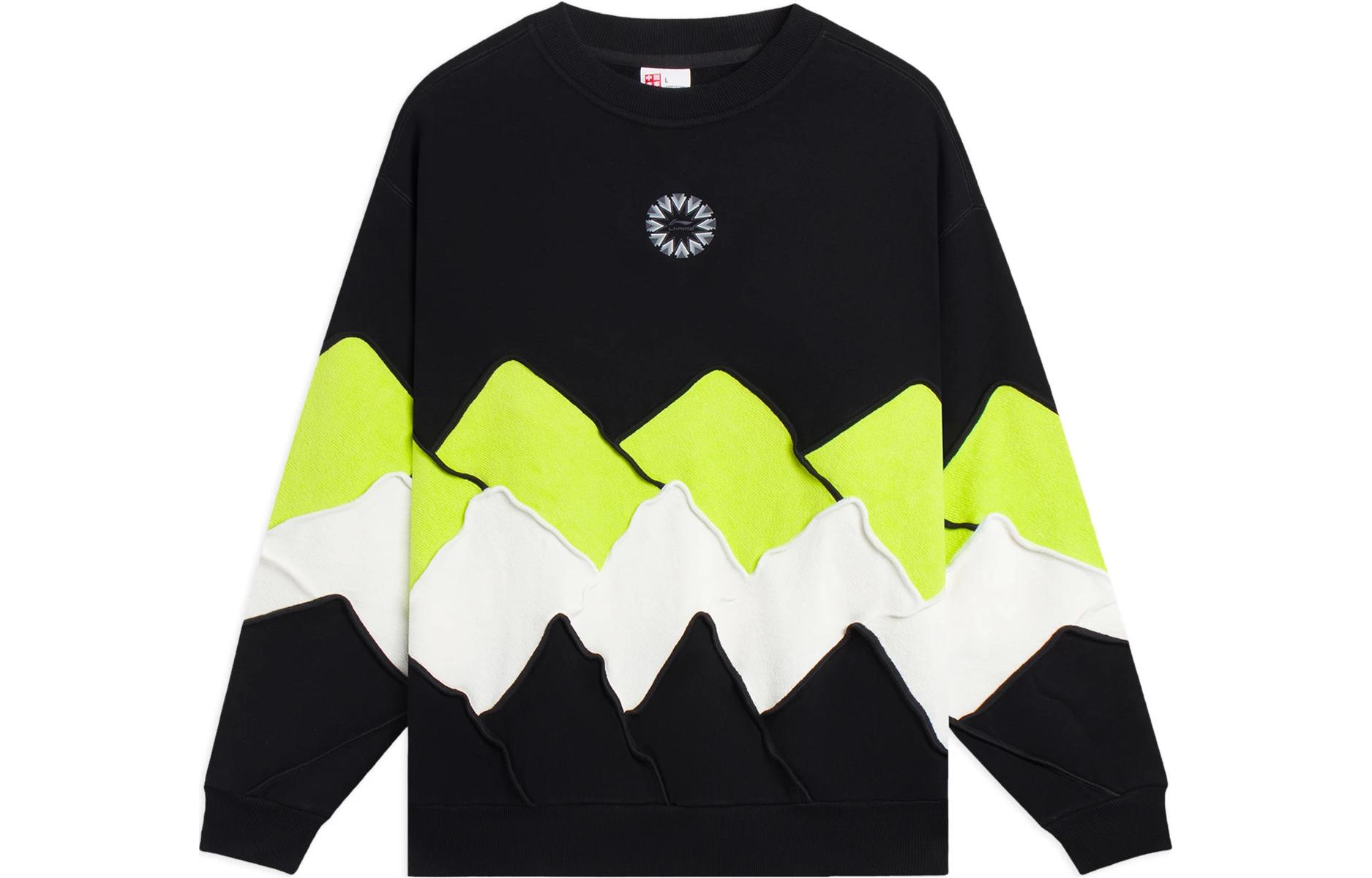 Li-Ning Unisex Colorblock Crewneck Long-Sleeve Sweatshirt Black AWDSC79-2