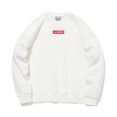 Li-Ning Unisex Crewneck Pullover Sweatshirt Plain Off-White Casual Sportswear AWDRE50-1