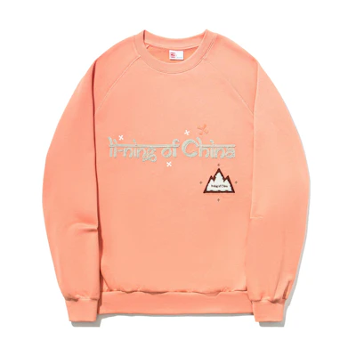 Li-Ning Unisex Letter Print Fleece Pullover Sweatshirt - Sunset Orange AWDT693-4