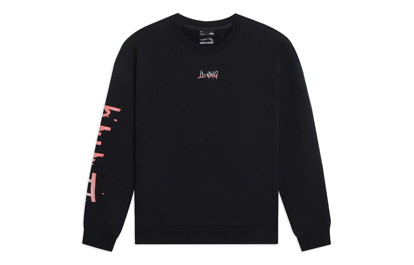 Li-Ning Unisex Logo Print Fleece Crewneck Sweatshirt Black AWDSF77-3