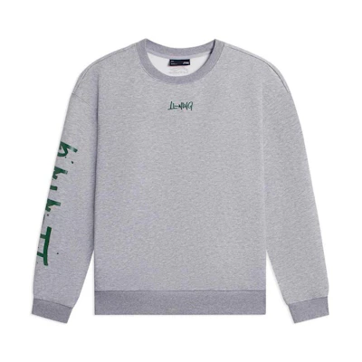 Li-Ning Unisex Logo Print Pullover Long-Sleeve Sweatshirt Gray AWDSF77-1