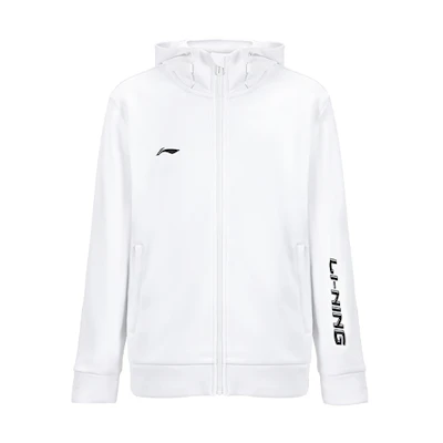 Li-Ning Unisex Logo Print Zip-Up Hoodie Long Sleeve White AWDTF35-2