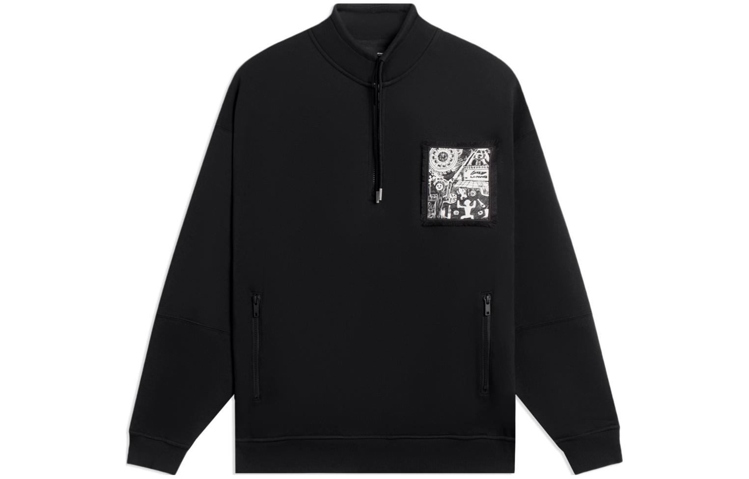 Li-Ning Unisex Loose Fit Black Long Sleeve Sports Sweatshirt AWDSB53-3