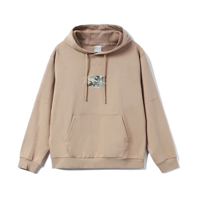 Li-Ning Unisex Oversized Hoodie Silver Mink Brown with Logo Embroidery & Print AWDR471-4