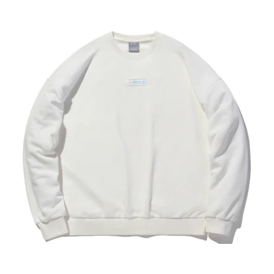Li-Ning Unisex Pullover Sweatshirt Cream White Casual Sportswear AWDQ652-8