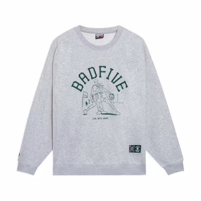 Li-Ning Unisex Pullover Sweatshirt with Logo Print in Light Gray AWDSH15-2