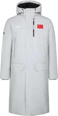 Li-Ning Unisex White Hooded Puffer Jacket with Logo Design. AYMS007-3 Order Li-Ning Unisex White Hooded Puffer Jacket with Logo Design. AYMS007-3