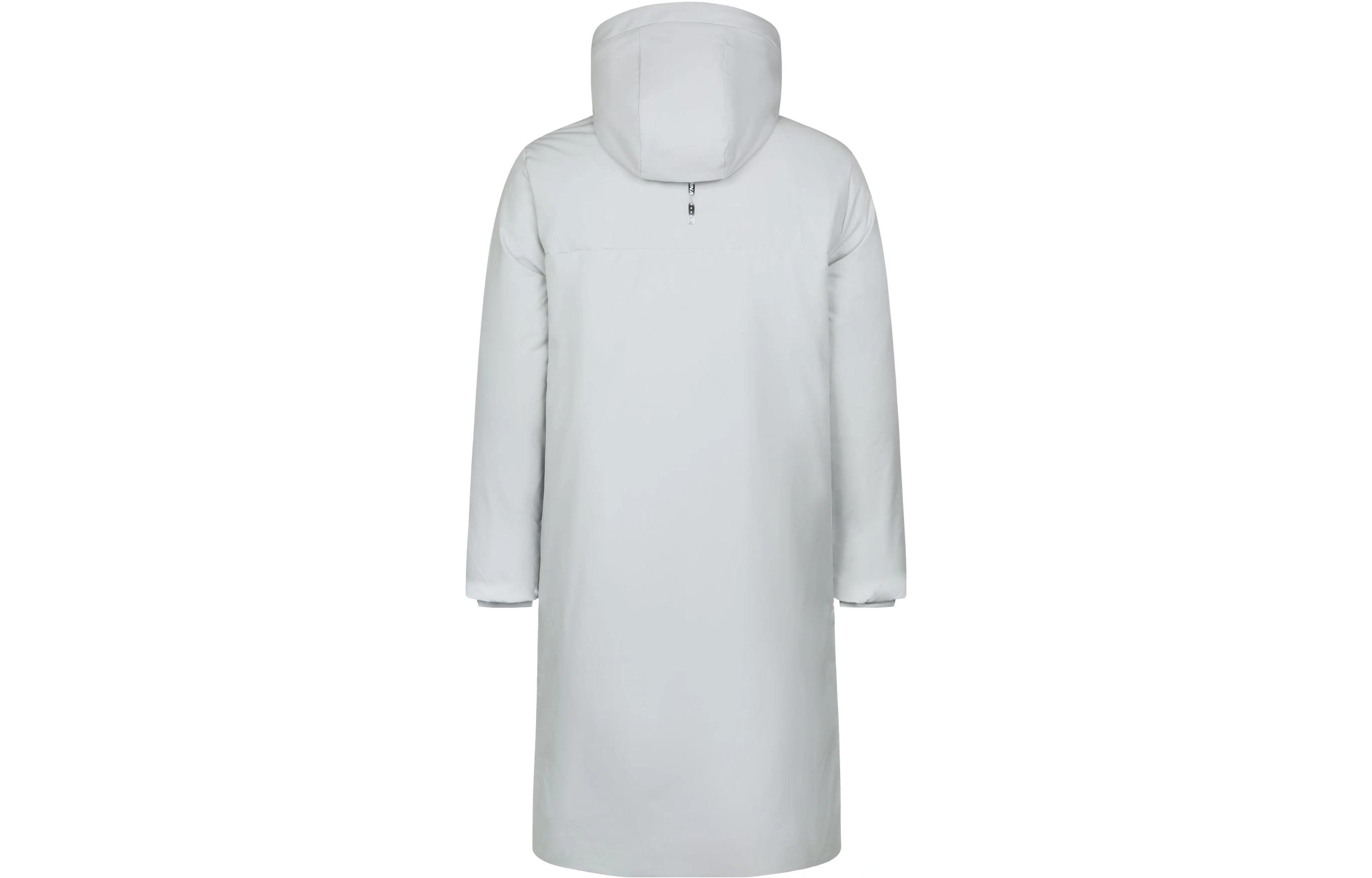 Lookbook Li-Ning Unisex White Hooded Puffer Jacket with Logo Design. AYMS007-3