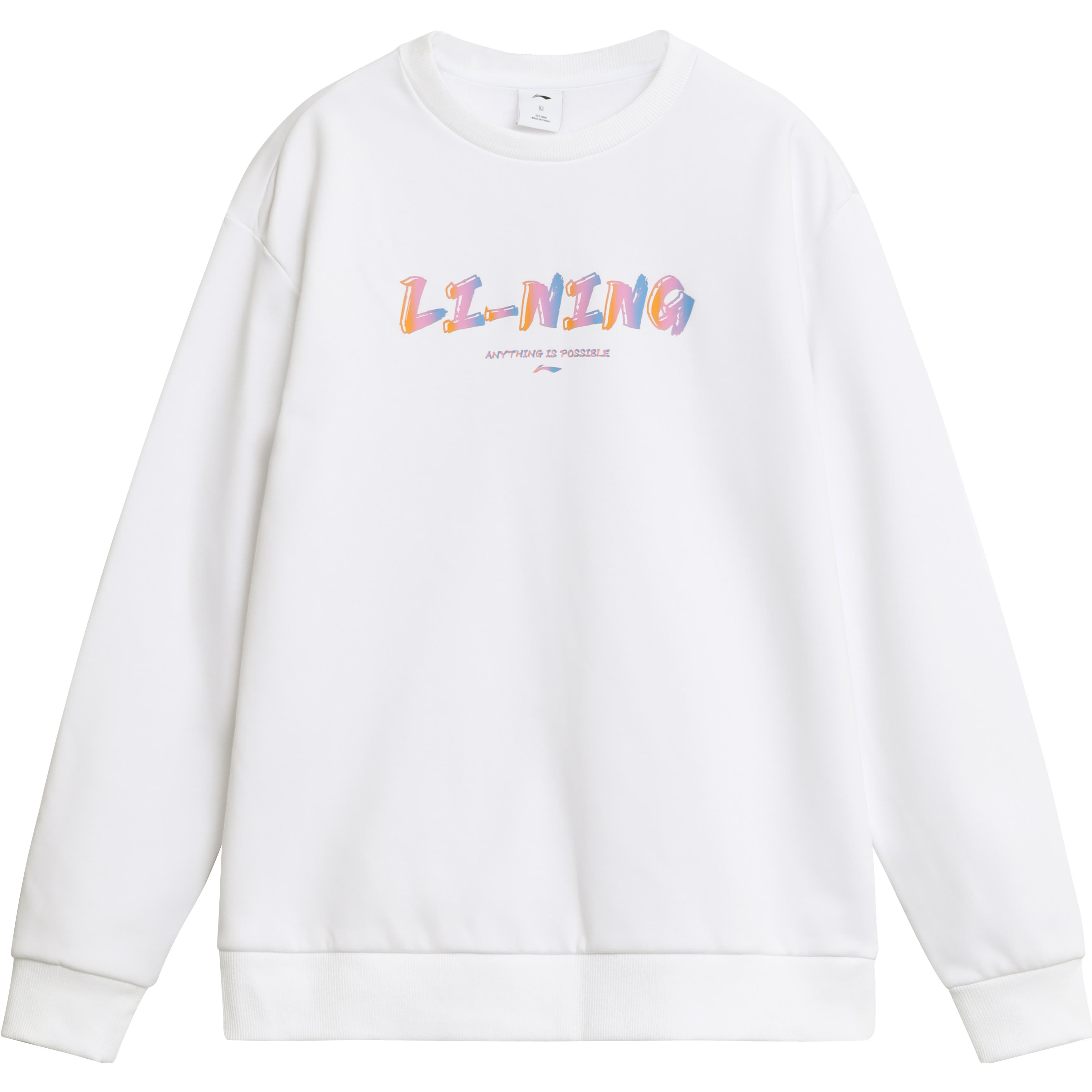 Li-Ning Unisex White Logo Crewneck Fleece Sweatshirt AWDTE03-2
