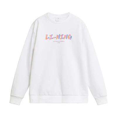 Li-Ning Unisex White Logo Crewneck Fleece Sweatshirt AWDTE03-2