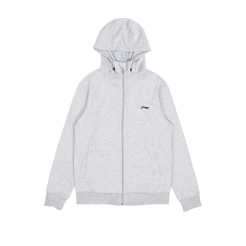 Li-Ning Unisex Zip-Up Hoodie Windproof Long Sleeve in Gray AWDT611-2