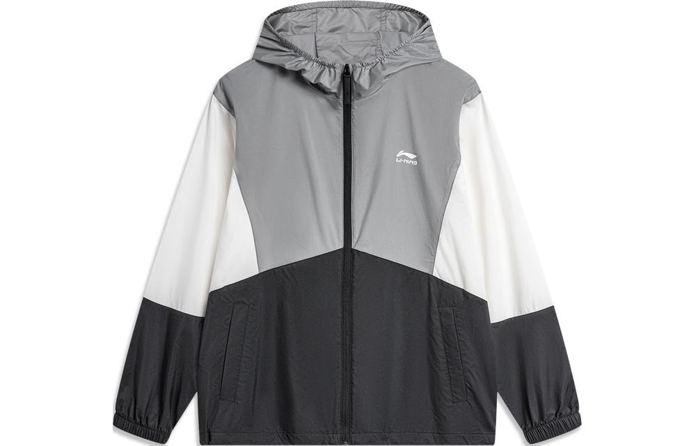 Li-Ning UPF50+ Breathable UV Protection Jacket - Gray/Black Colorblock Casual AFDU363-1