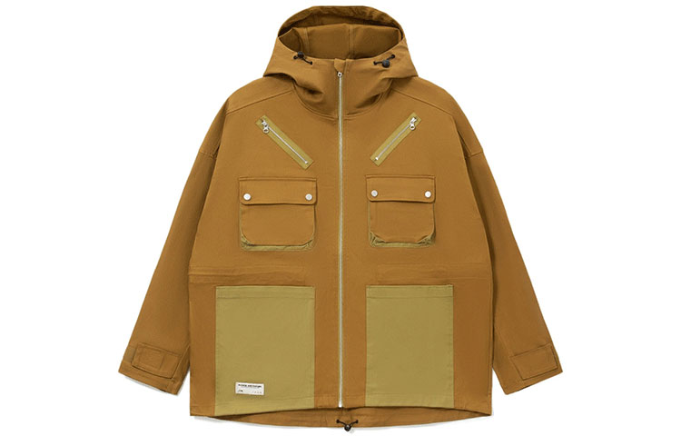 Li-Ning Urban Outdoor Multi-Pocket Loose Fit Colorblock Hoodie Jacket Olive AJDR525-1