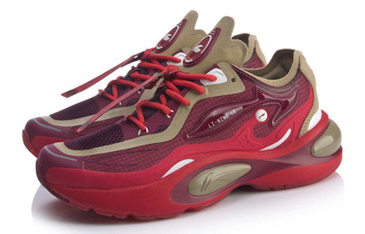 Lookbook Li-Ning V8 1.5 ''Rood Bruin'' Sneakers ARHQ058-1