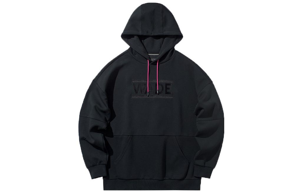 Li-Ning Wade Series Alphabet Print Pullover Hoodie Standard Black AWDQ199-1