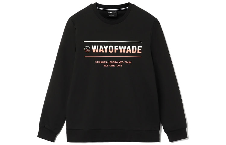 Li-Ning Wade Series Alphabet Print Pullover Hoodie Black AWDR437-1