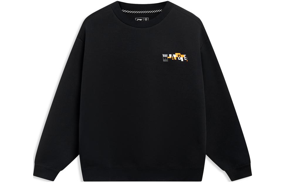 Li-Ning Wade Series Black Crewneck Letter Print Oversized Sweatshirt AWDT189-1