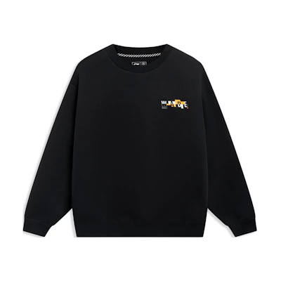 Li-Ning Wade Series Black Crewneck Letter Print Oversized Sweatshirt AWDT189-1